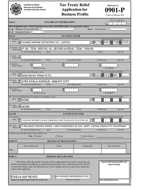 bir form no 0901.